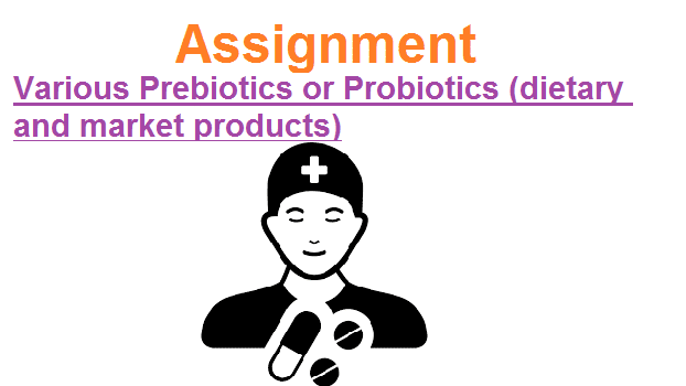Assignment of Various Prebiotics or Probiotics dietary and market products