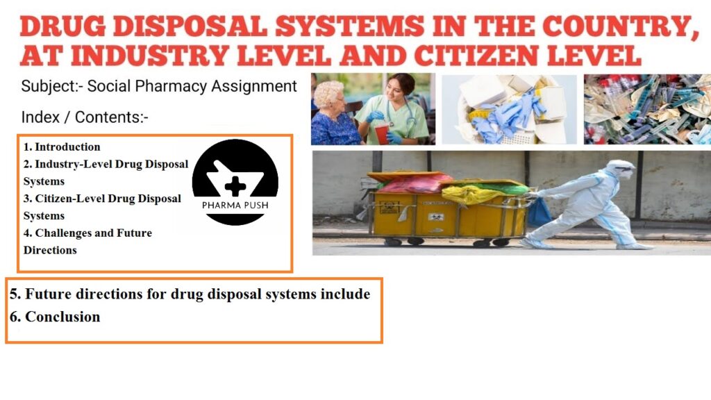 Drug disposal systems in the country at industry level and citizen level